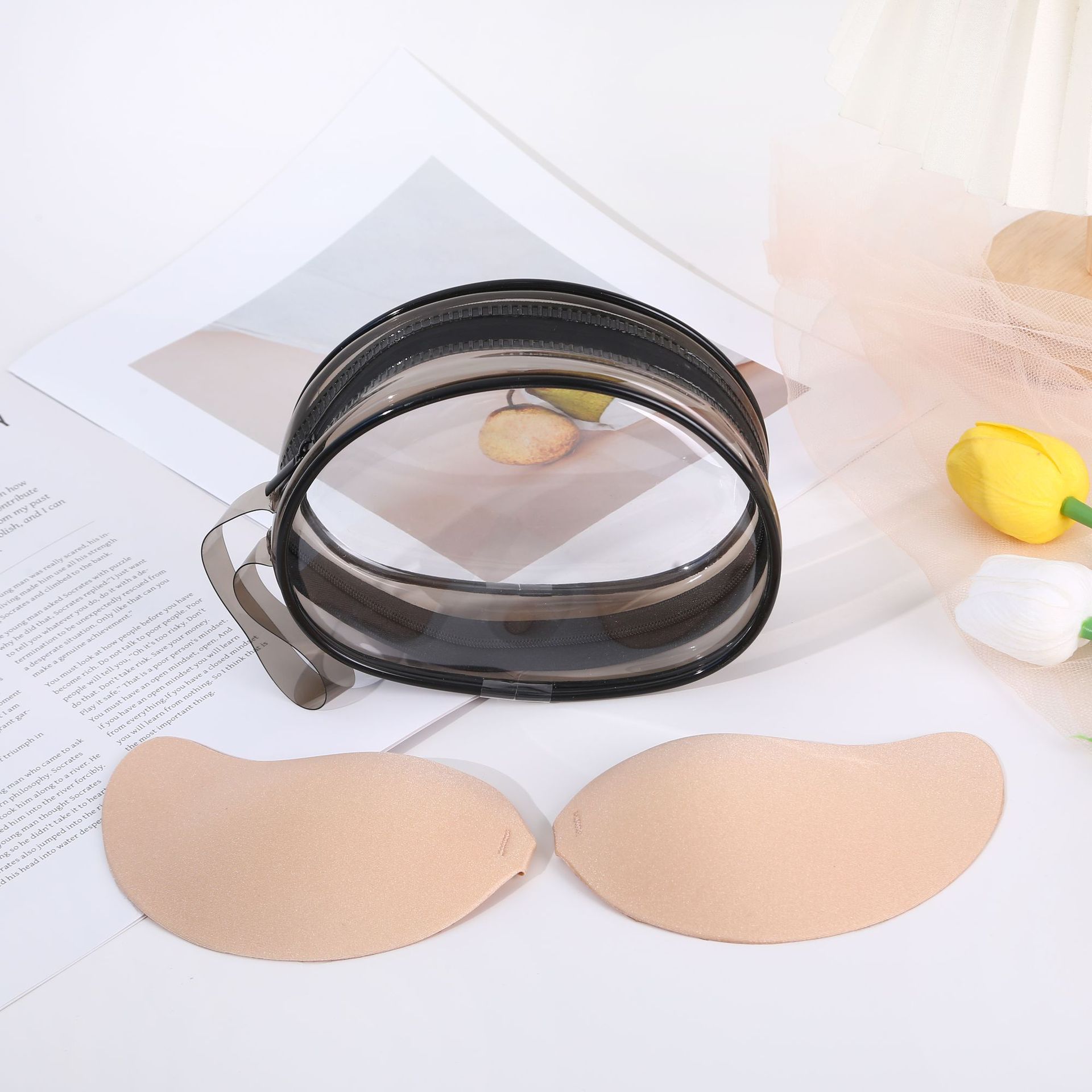 Mango Cup Bra Waterproof Zipper PVC Storage Bag Transparent Cosmetic Bag Charger Baby Walking Waterproof Storage Bag