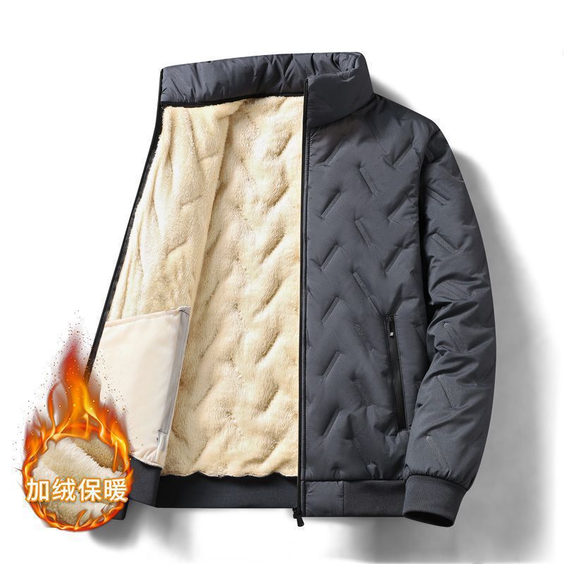 Fleece-Lined Thick Cotton Jacket Winter Cross-Border Coat Men's Lamb Wool Cotton Jacket Winter Jacket Windproof Waterproof Cotton