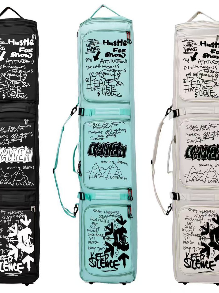 Ski Bag with Pulleys, Single and Double Board Travel Bag, Reinforced Multi-Pocket Dry and Wet Separation Ski Sports Backpack Can Be Customized