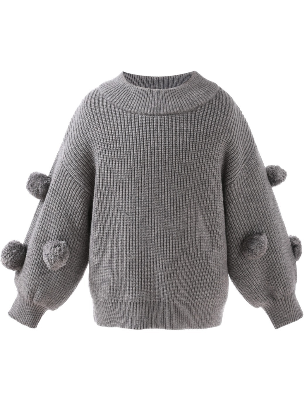 Girls' Clothing Autumn and Winter Baby Girl Round Neck Knitwear Kidsren's Versatile Long-Sleeved Fur Ball Sweater Top Princess Style