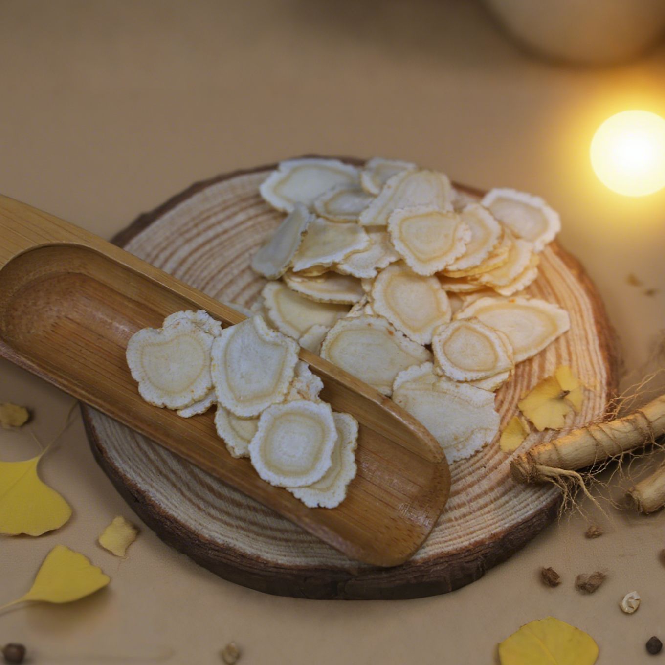 Changbai Mountain Herbal Medicine Wholesale Bulk Ginseng Slices Soft and Hard Sliced Ginseng Slices Mature and Aged Ginseng Slices for Soaking in Water American Ginseng Slices