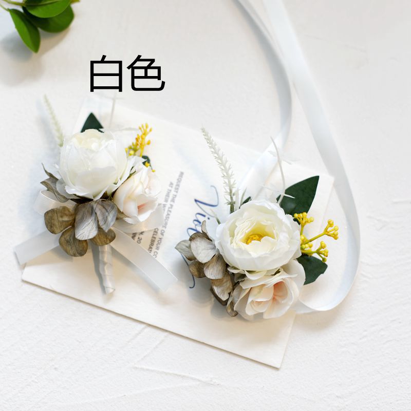 European-style Korean-style Retro Peony Simulation Hydrangea Bride Bridesmaid Wedding Wrist Flower Groom Best Man Wedding Corsage