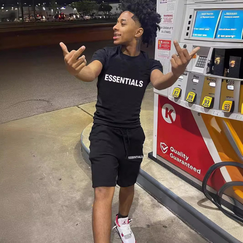 2025 независимая станция кросс-граничная оптовая новая мужская оптовая футболка с коротким рукавом ESSENTIALS печать