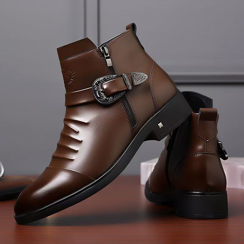 Cross-Border Large Size Boots for Men 2025 Winter New Men's Fashion British Leather Boots Business Formal Chelsea Boots