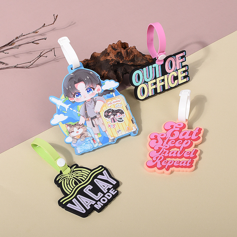 Pvc Luggage Tag Customized Anti-Lost Soft Plastic Luggage Tag Cartoon Drip Plastic Aviation Checked Luggage Tag
