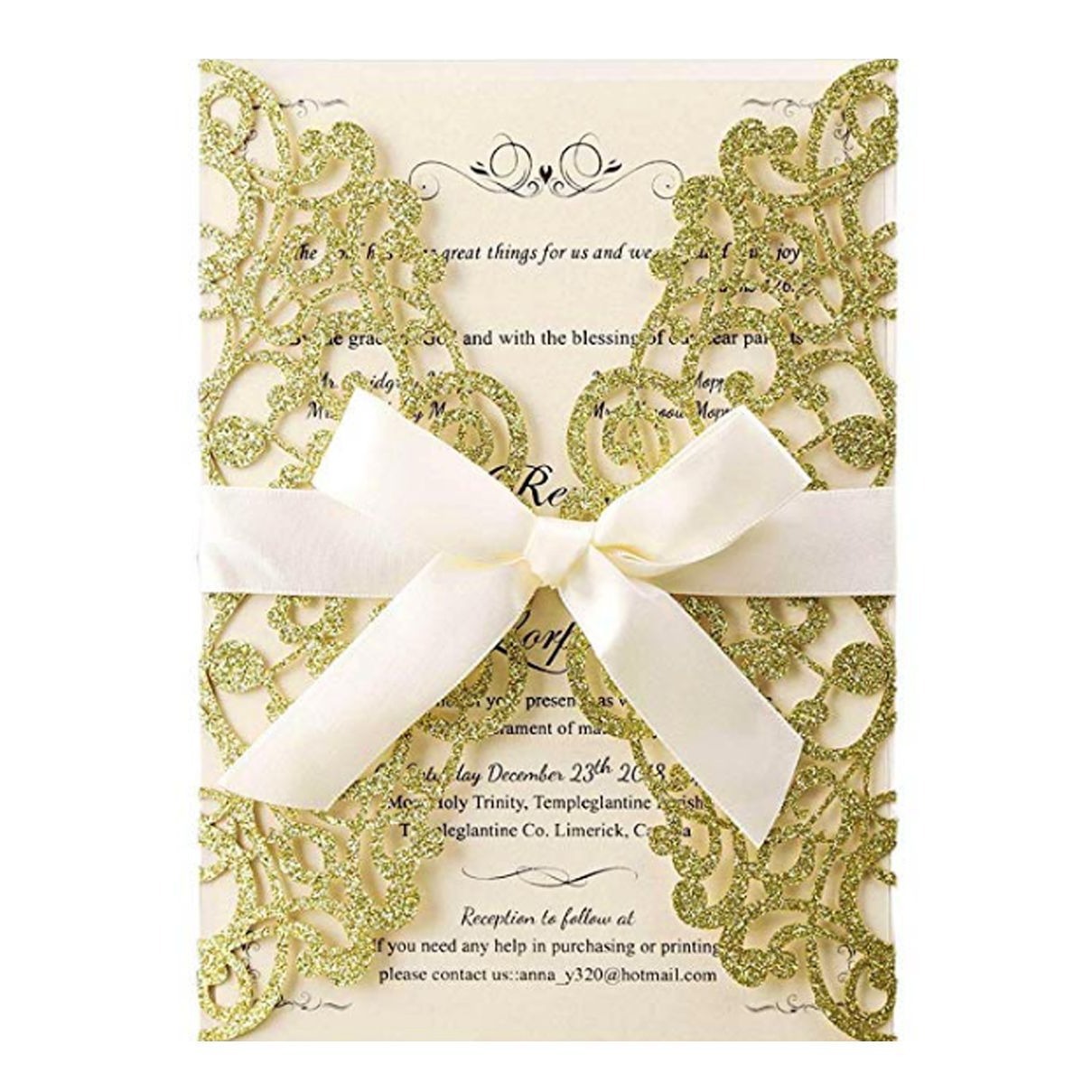 Powered Glitter Apple Gold Hollow Invitation Bride Bath Greeting Card Wedding Engagement Invitation Card Invitation Card Wholesale