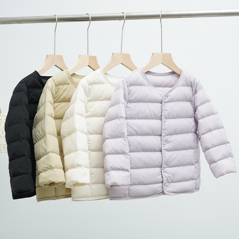 Подстежка для детской зимней куртки, круглый вырез, длинный рукав, новая, 90% белый утиный пух, стиль K, теплая и легкая для мальчиков и девочек