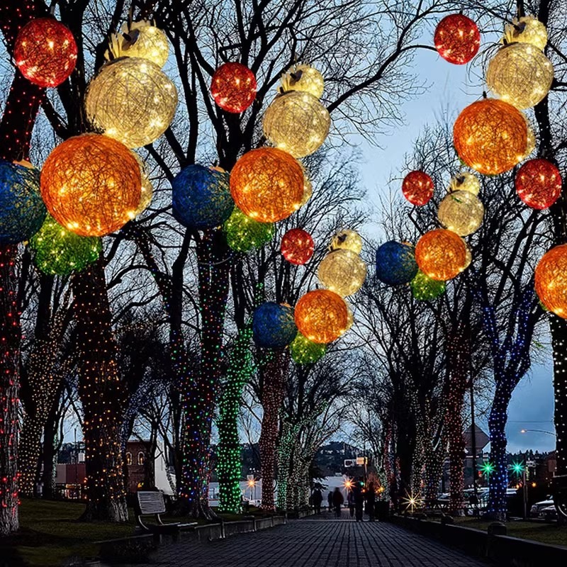 Rattan Ball Lamp Aluminum Wire Cultural Tourism Lamp Outdoor Waterproof Rattan Ball Lamp Cultural Tourism Landscape Hanging Tree Rattan Ball Lamp Bird's Nest Lamp