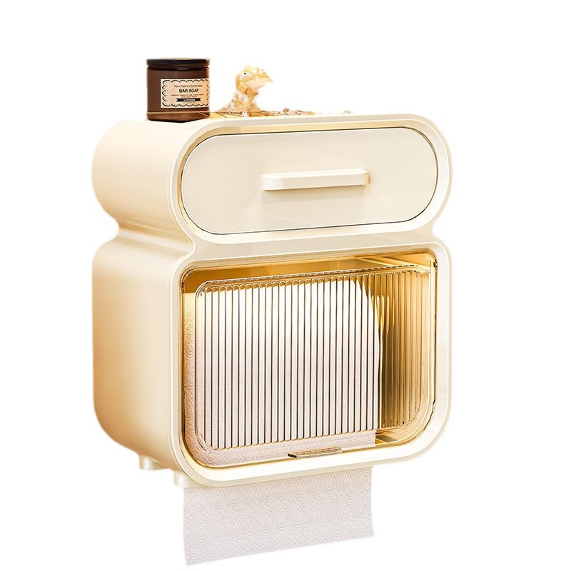 Punch-free Toilet Tissue Box Paper Box Wall-mounted Toilet Toilet Paper Box Toilet Paper Top Storage Rack Roll Paper