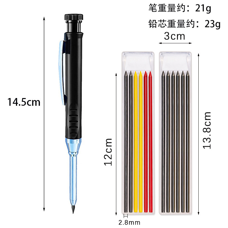 Cross-border deep-hole woodworking pencil special marking brush 2.8mm professional engineering woodworking pen marking pen