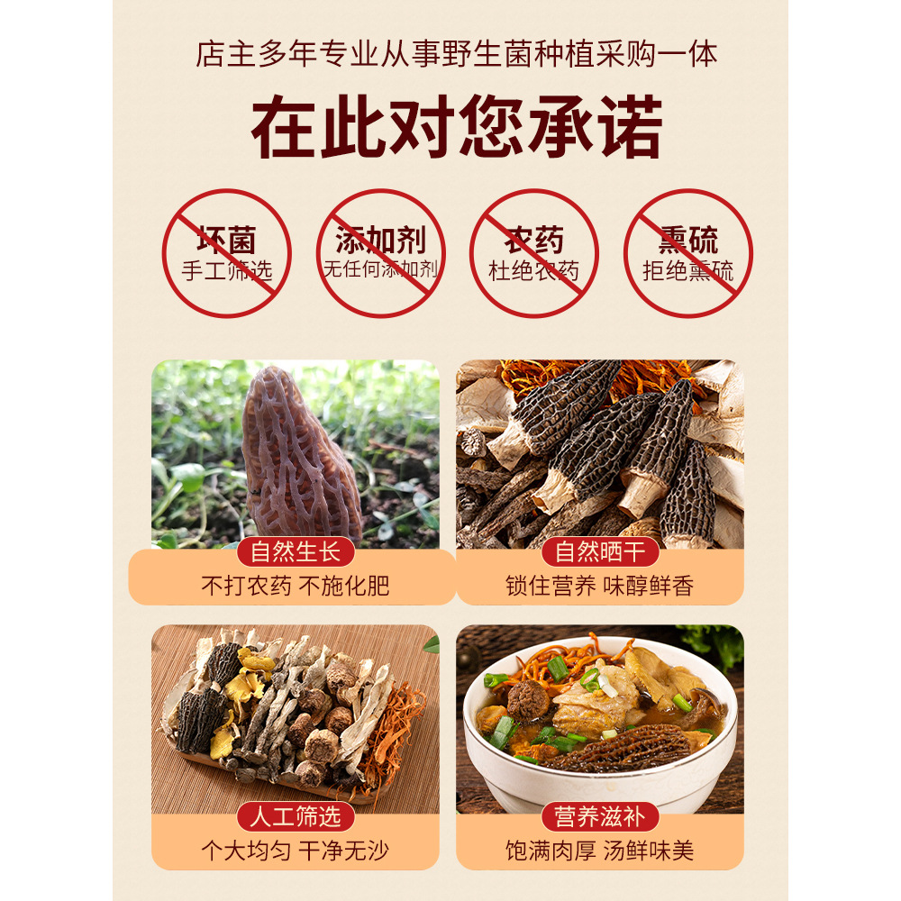 Yunnan Colorful Mushroom Soup Pack: Morel Mushrooms, Tea Tree Mushrooms, Agaricus Subrufus, Bamboo Fungus, Cordyceps, and Mushroom Soup Pack - Nutritious and Delicious