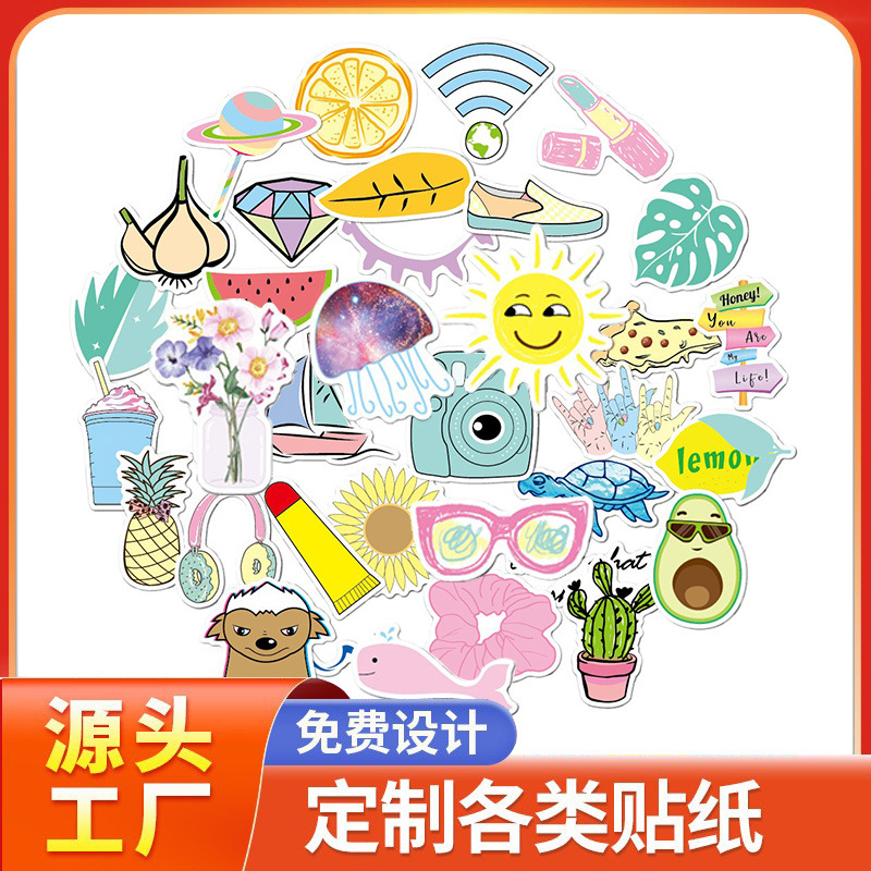 Обработка и индивидуализация кросс-бордных наклеек, мультяшный граффити, эстетическое оформление, наклейки для ноутбуков и багажа