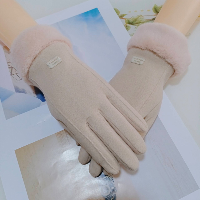 Autumn and winter women's outdoor riding gloves windproof cold-proof warm touch screen five finger driving riding sports velvet gloves