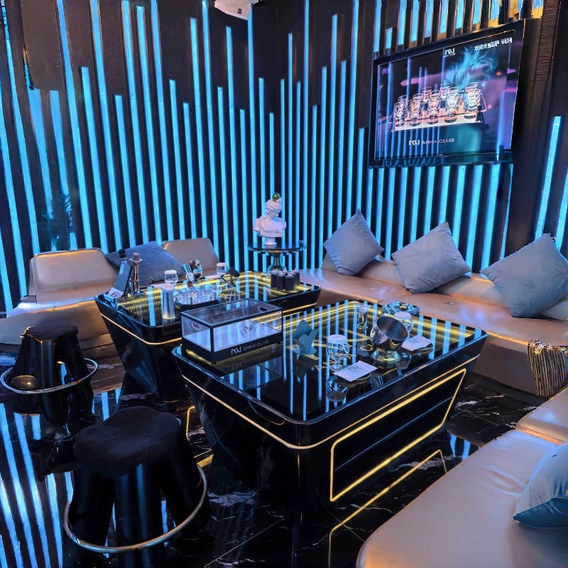 Customized Ktv Luminous Coffee Table Stainless Steel Slate Coffee Table Combination Bar Club Bar Loose Table Box Deck