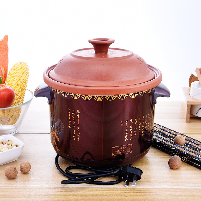 Household Ceramic Electric Stew Pot Purple Clay Pot Health Pot Soup Cooking Porridge Stew Pot Multi-Functional Electric Casserole Gift Wholesale