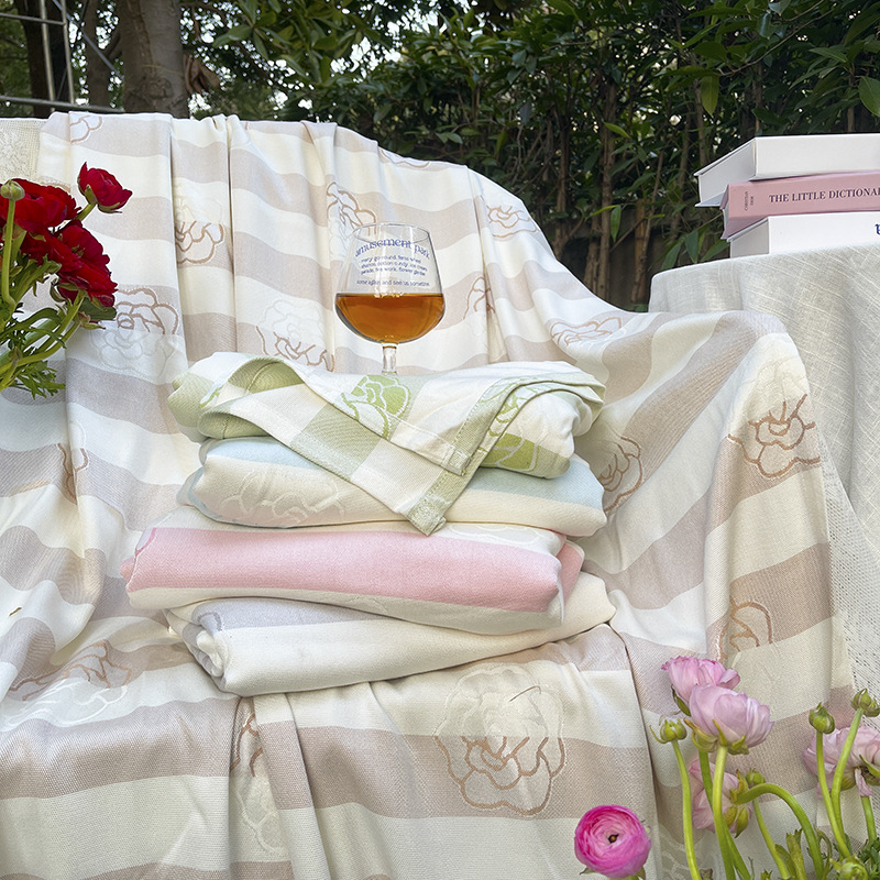 2025 New Bamboo Fiber Single Layer Towel Quilt Blanket Summer Cool Quilt Cool Sense Blanket Cool Sense Jacquard Bamboo Fiber Blanket