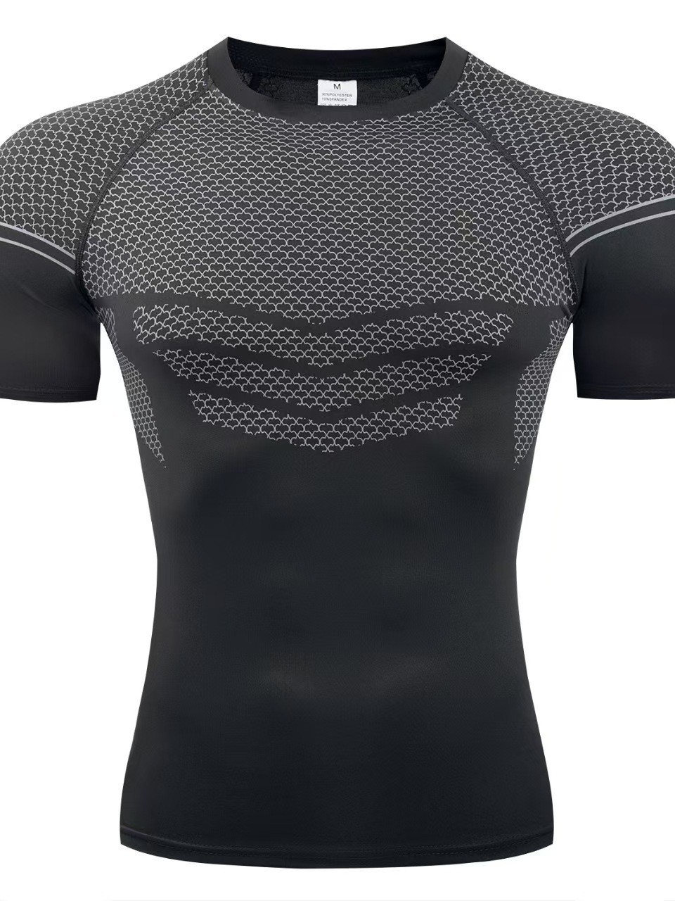 American-Style Muscle-Showing Sports Round-Neck Short-Sleeved Fitness Tops Training Tight-Fitting Summer Quick-Drying Elastic Slim Men's T-Shirt