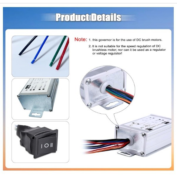 Dc Motor Speed Controller Dc 12V 24V 36V 48V 60V20A Forward and Reverse Dc Speed Regulator
