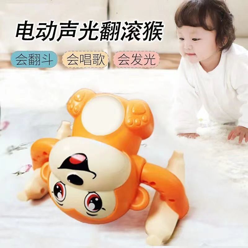 Children's electric tumbling monkey toy early education light music tumbling monkey puzzle crawling night market stall wholesale