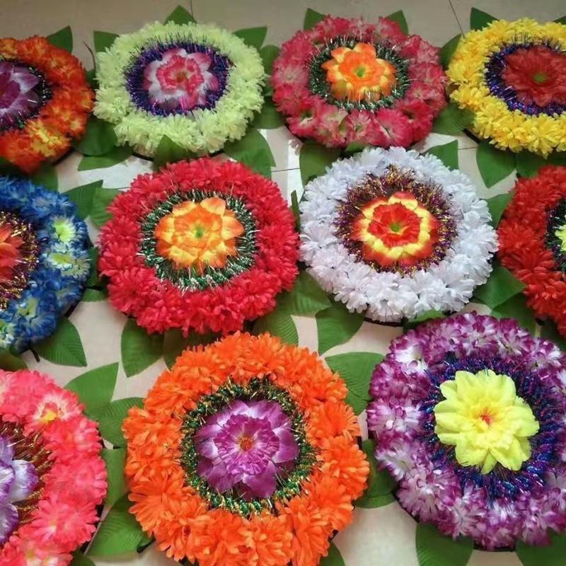 Ряд жертвенных цветов, маленький венок, искусственный цветок из ткани, для посещения могилы на праздник Цинмин, 1 октября, уборка и сжигание