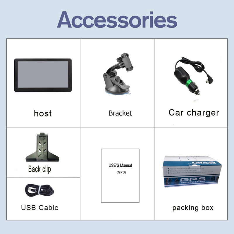 Cross-border e-commerce foreign trade portable 7-inch car gps navigator HD 8G car truck USA Europe GM