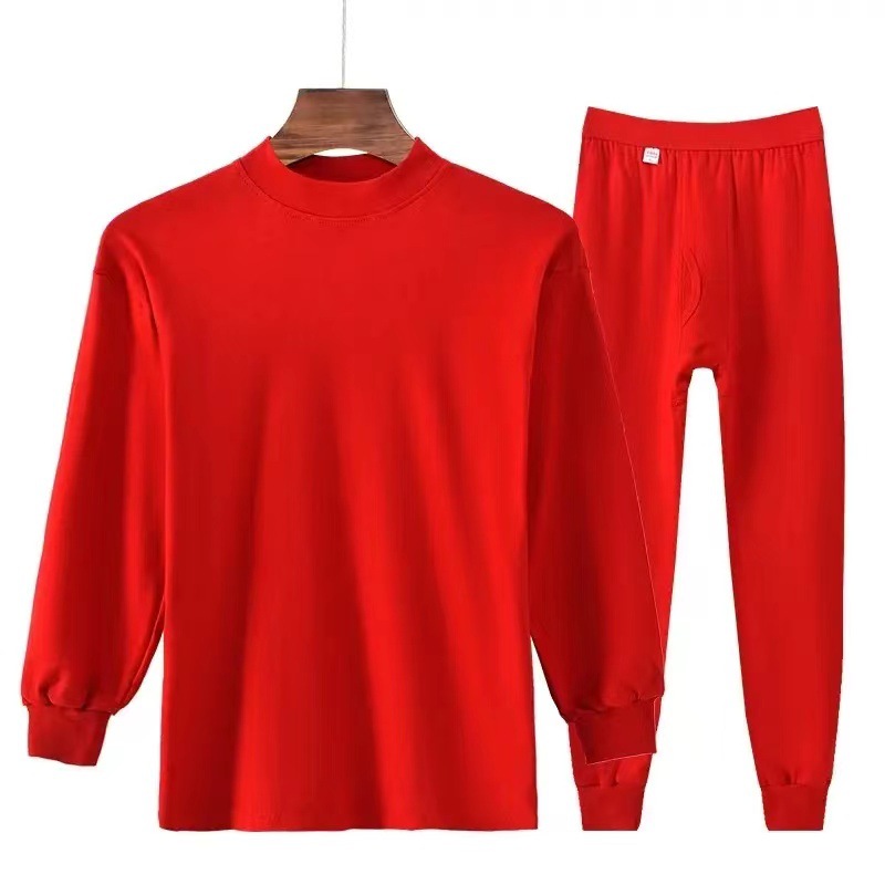 Костюм из 100% хлопка для мужчин и женщин, большие размеры, красная осенняя одежда и брюки