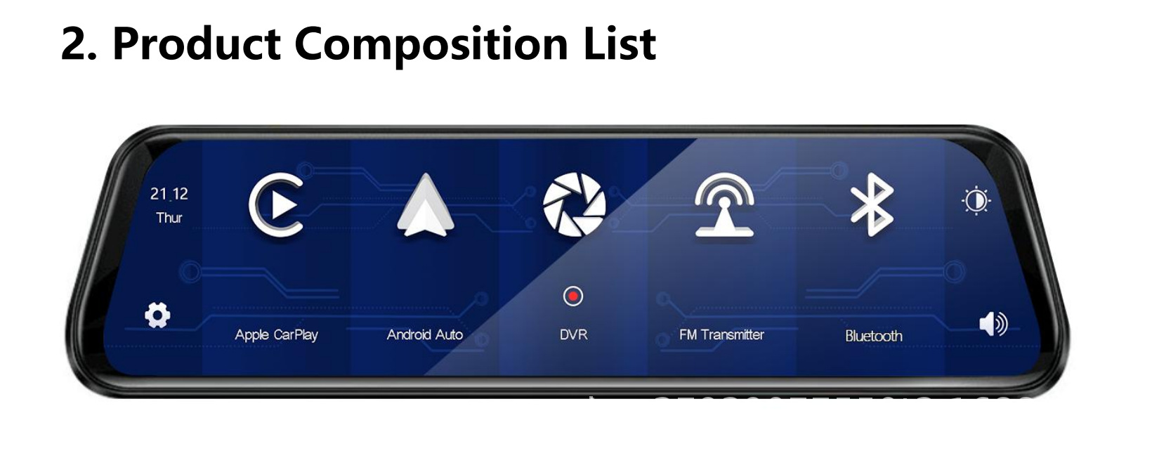 9.66inch Carplay/Android Auto/Appleairplay/Screen Projection/Tf Card Rearview Mirror Dual Recording Hd