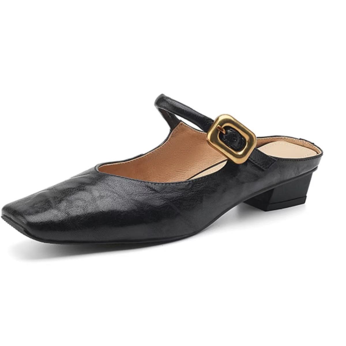 Women's First Sheepskin Shoes Soft and Comfortable 2025 Early Spring Square Toe Artistic Retro Low Heel Single-Layer Shoes