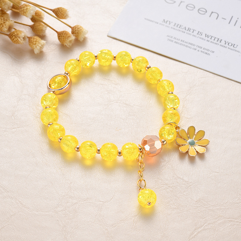 Cross-border Hot-selling Daisy Popcorn Bracelet Women's All-match High-grade Pink Crystal Sunflower Crystal Bracelet Yiwu Bracelet