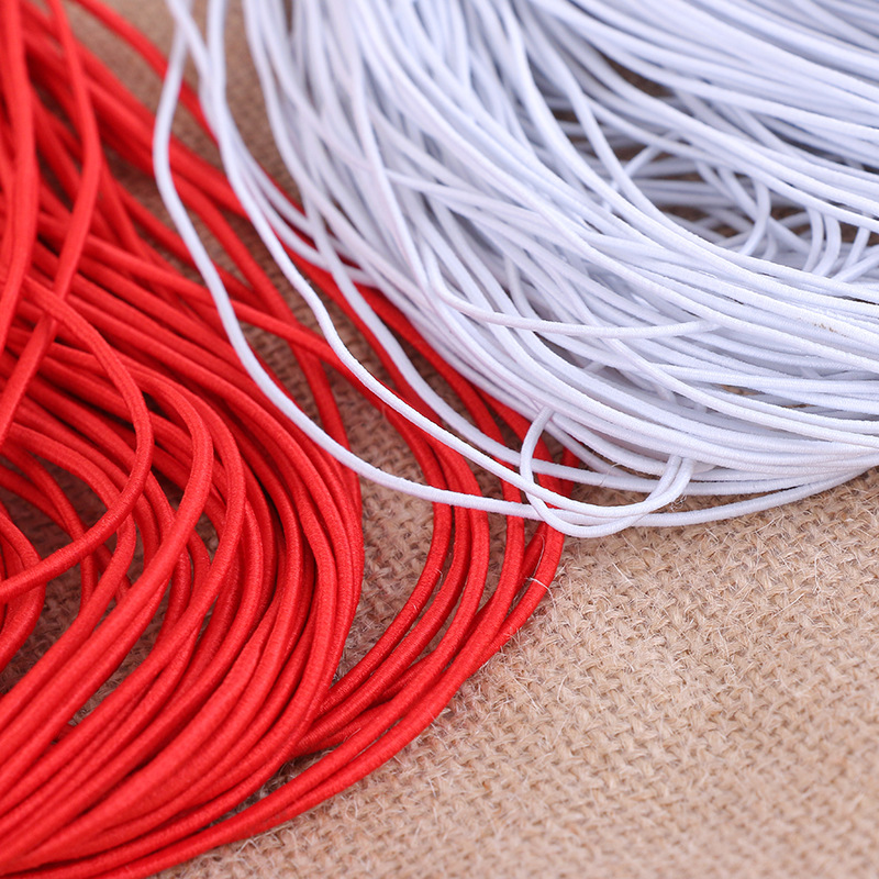 Black White Color Elastic Rope in stock 2mm Garment Toy Accessories 2.5mm Round Rubber Elastic Rope for Pants