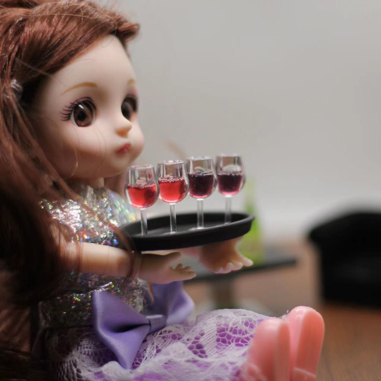 1:12 Miniature Food Toy Small Bottle DIY Resin Accessories Red Wine Goblet Artificial Mini Beverage Small Wine Bottle