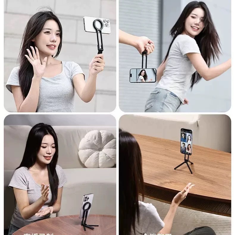 Carabiner Mobile Phone Magnetic Mobile Phone Holder Multi-Functional Foldableable Photo Live Broadcast Portable Desktop Mobile Phone Tripod