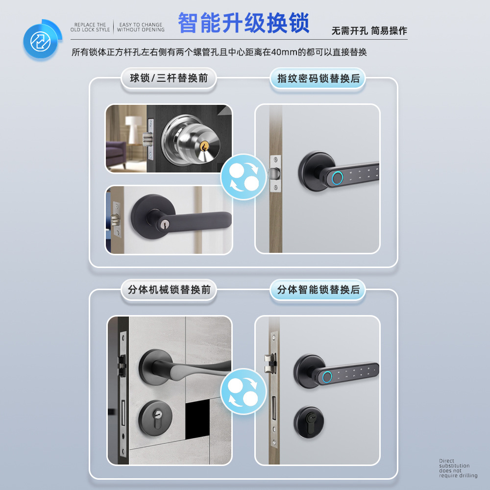 Spherical wooden door fingerprint lock graffiti smart lock manufacturers indoor door lock electronic lock gateway wifi password lock