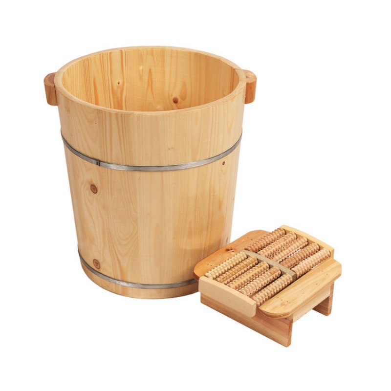 Warm Foot Bath Bucket, Traditional Xizang Foot Bath Bucket, Foot Bath Bucket, Solid Wood Foot Bath Bucket, Small Deep Bucket with Lid Wooden Bucket