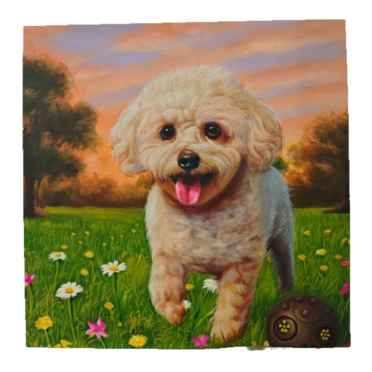 Pure Hand-Painted Oil Painting Living Room Sofa Wall Background Painting Living Room High-End Character Garden Pure Handmade Oil Painting