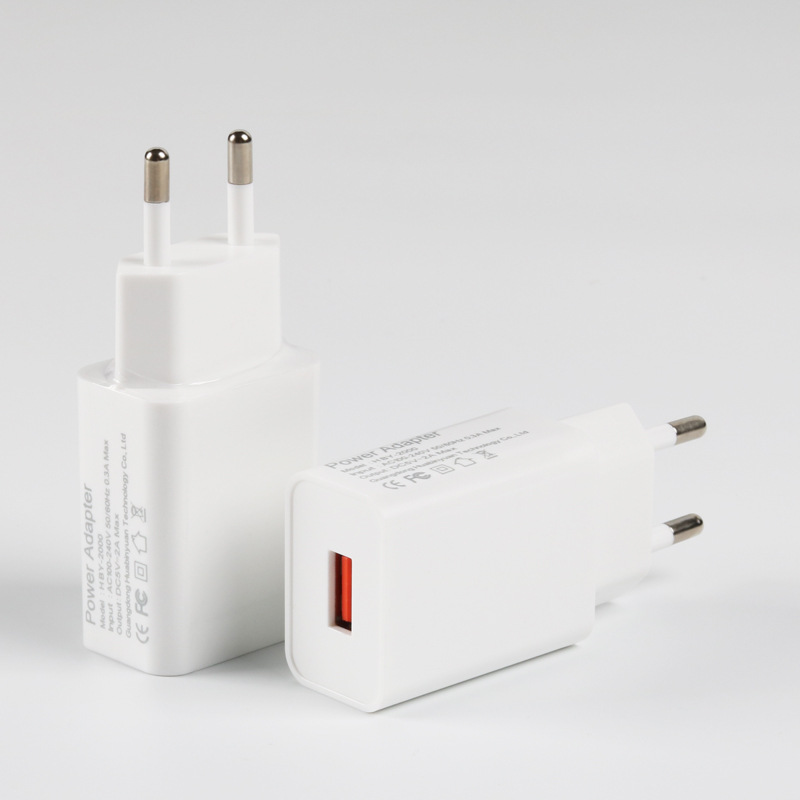 European gauge 5V2A charger USB charging head 5V1A power adapter CE certification 5V 2.1A mobile phone fast charging head