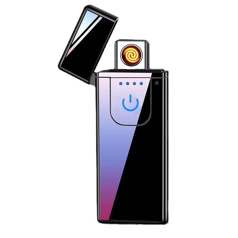 New Touch-Sensitive Lighter USB Charging Double-Sided Ignition Windproof Ultra-Thin Creative Advertising Gift Giving Trend Wholesale