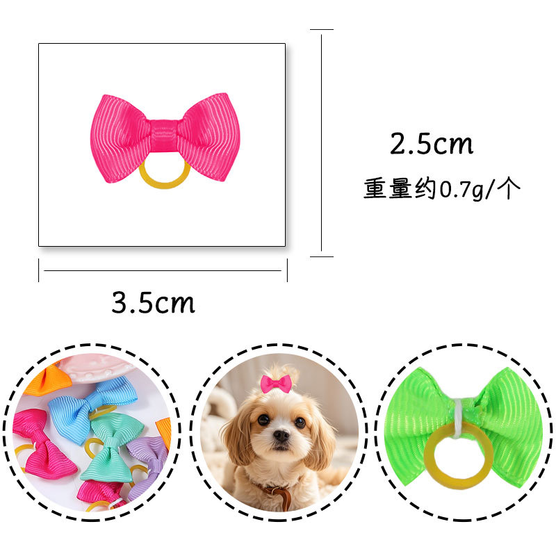 Cross-border Amazon New Bow Hair Accessories Pet Hair Rubber Tendons Cat and Dog Accessories in stock Macaron Hair Rings