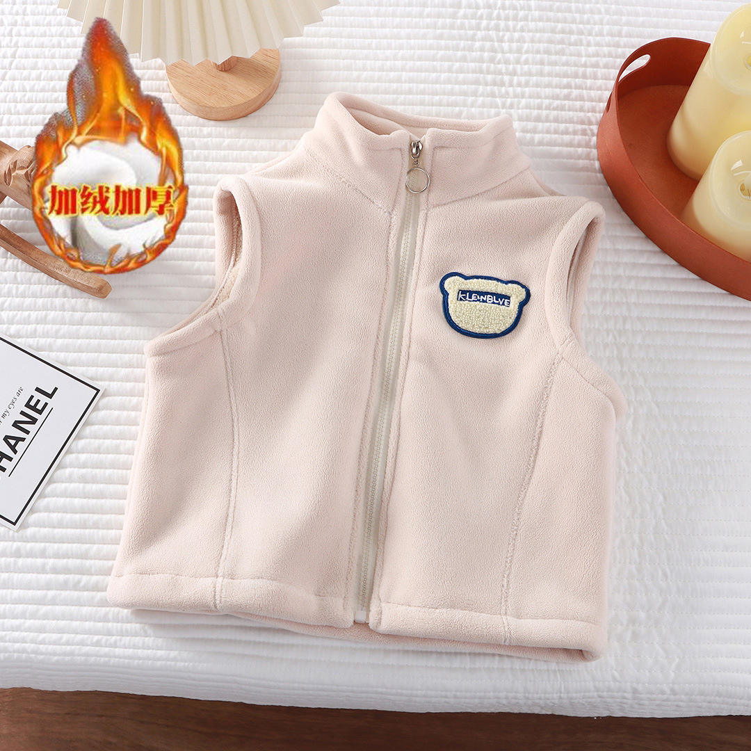 Children's Vest 2025 Autumn and Winter New Style Austrian Velvet Vest for Boys and Girls, Warm Outer Wear, Soft and Comfortable Waistcoat Cardigan