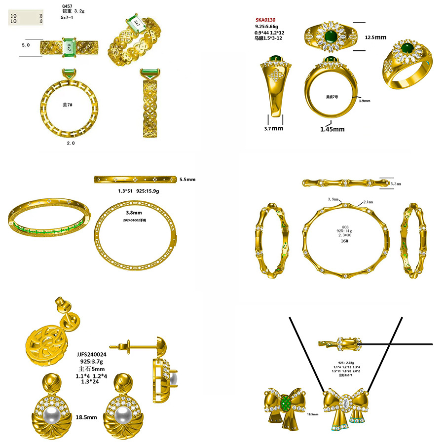 Jewelry Inlay Processing Copper S925 Silver 9K14K18K Gold Pendant Ring Earrings Jewelry Generation Inlay