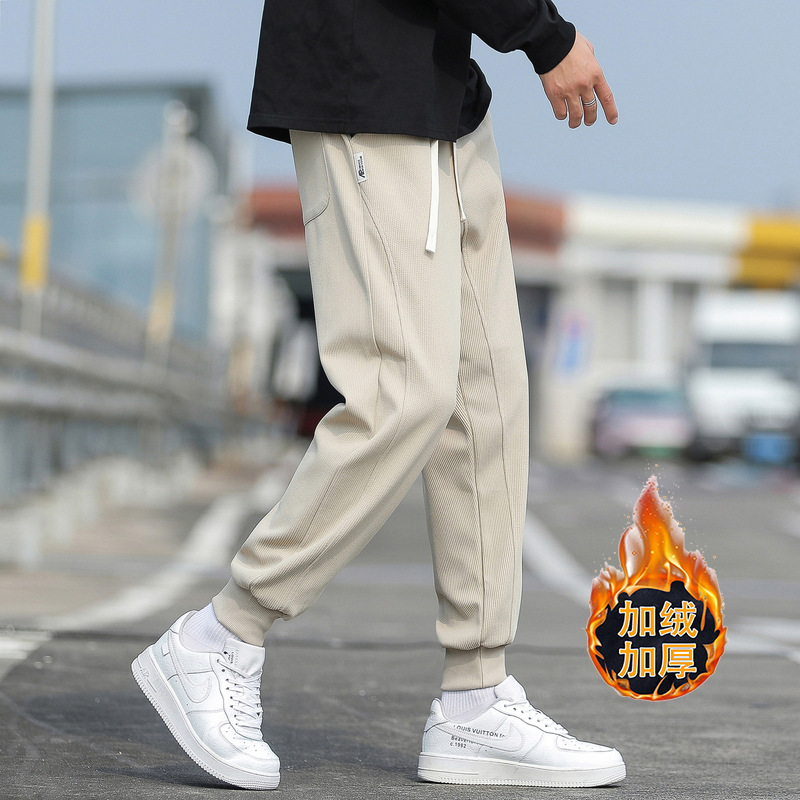 Мужские зимние брюки с флисовой подкладкой, стильные, свободные, универсальные брюки для маленьких мужчин