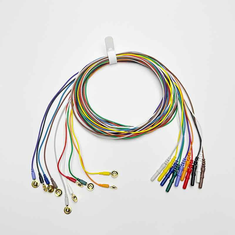 D-Type 1.5 Female Hole Brain Electrode Connection Cable Gold-Plated Brain Disc Massager Electrode Cable Accessories Button-Type Connection Cable