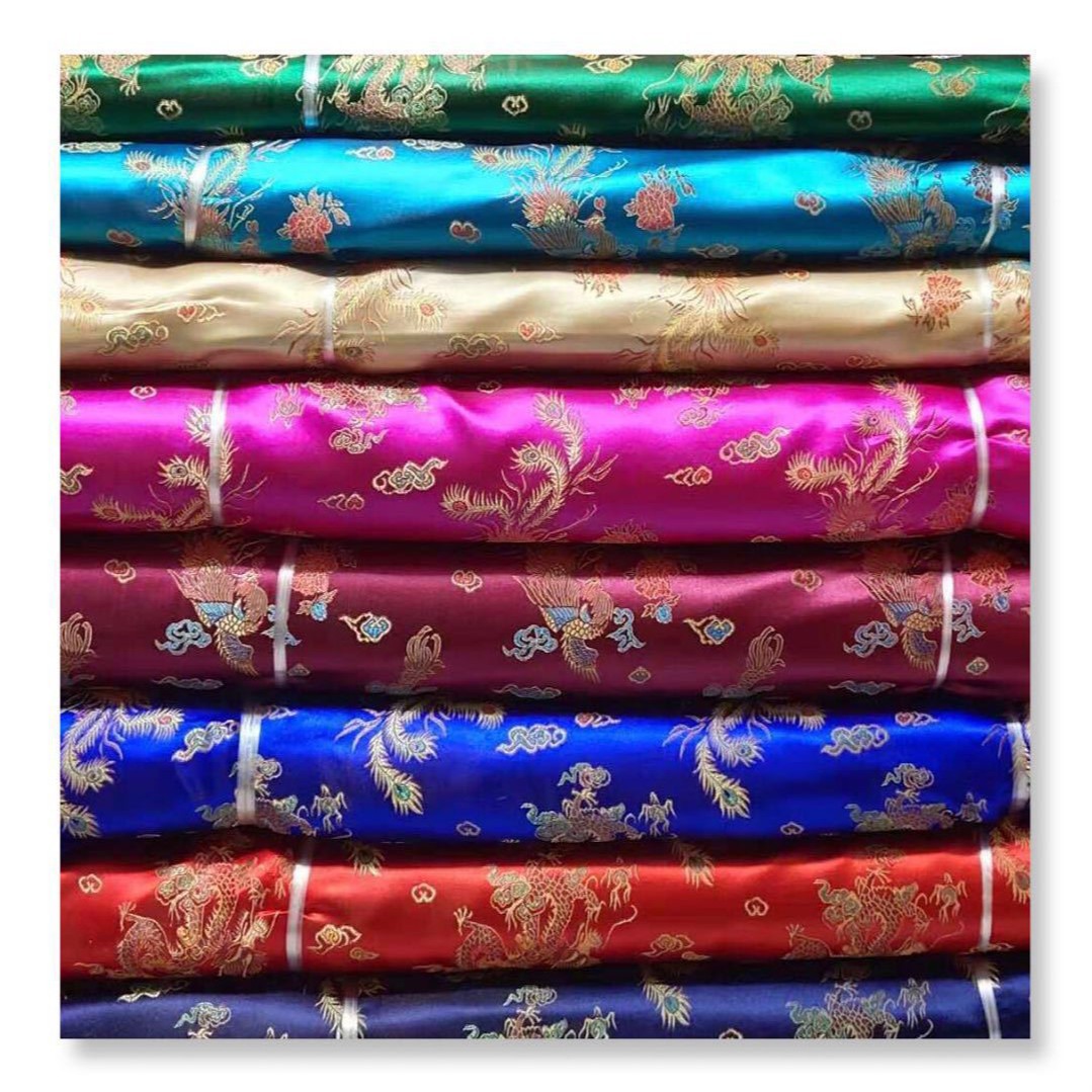 Chinese Style Factory Direct Sales Dragon and Phoenix Flower Brocade Clothing Fabric Tang Suit Bridal Costume Ancient Costume Cheongsam Satin Fabric