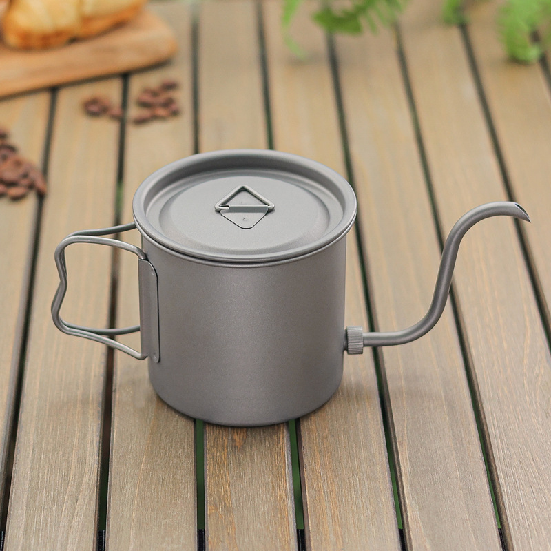 Кофейник из чистого титана для ручного заваривания с тонким носиком, съемный, для дома и на улице