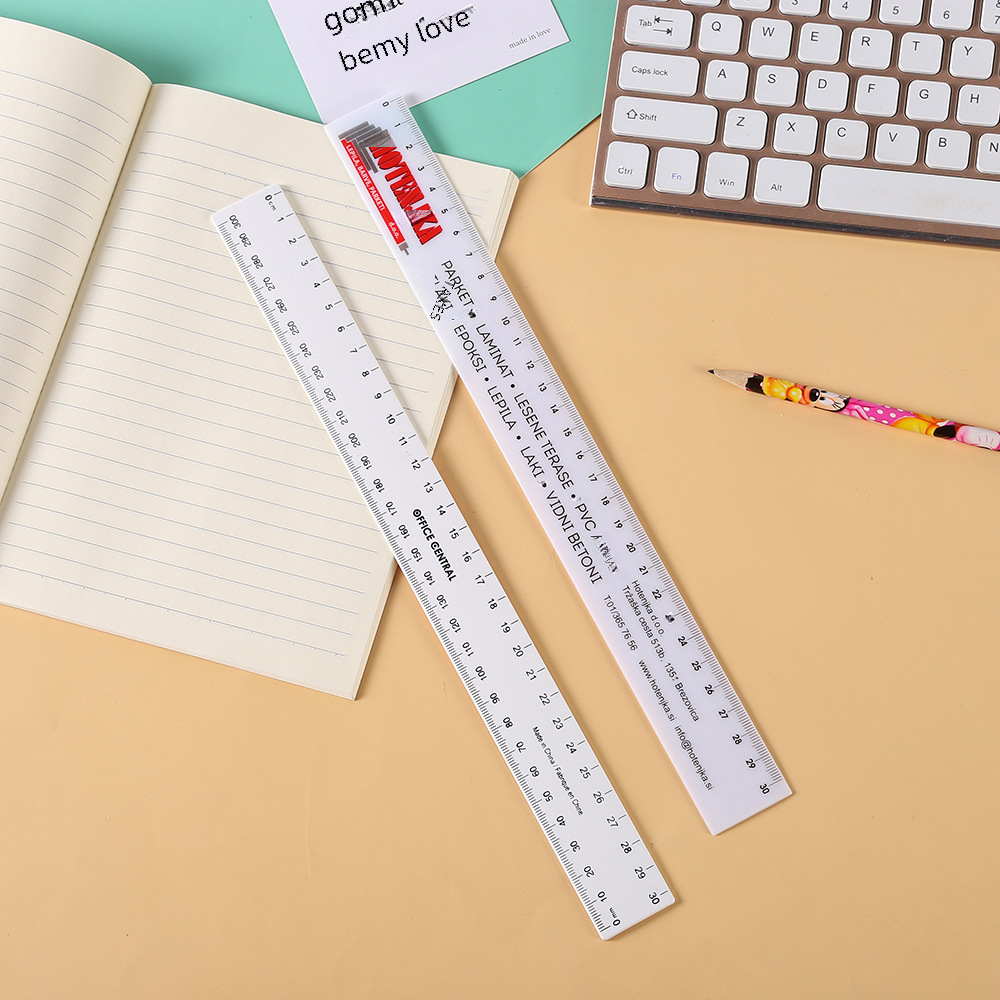 30cm ruler in stock mapping advertising multi-functional student stationery plastic ruler injection molding black scale can be Wholesale