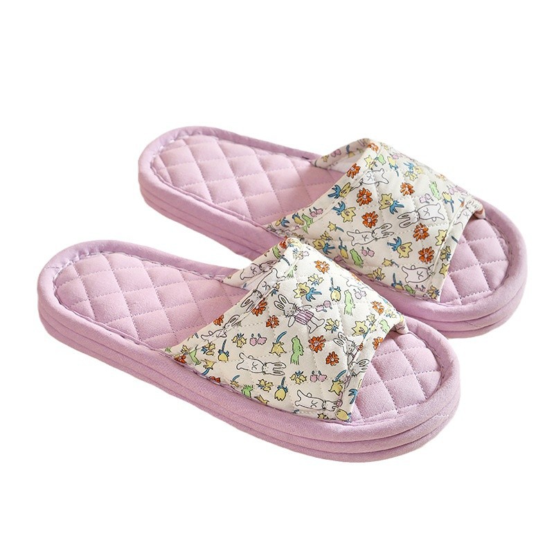 New Machine-Washable Home Indoor Silent Slippers for Men and Women, Couples, Spring and Autumn Fabric-Soled Cotton Slippers for Children