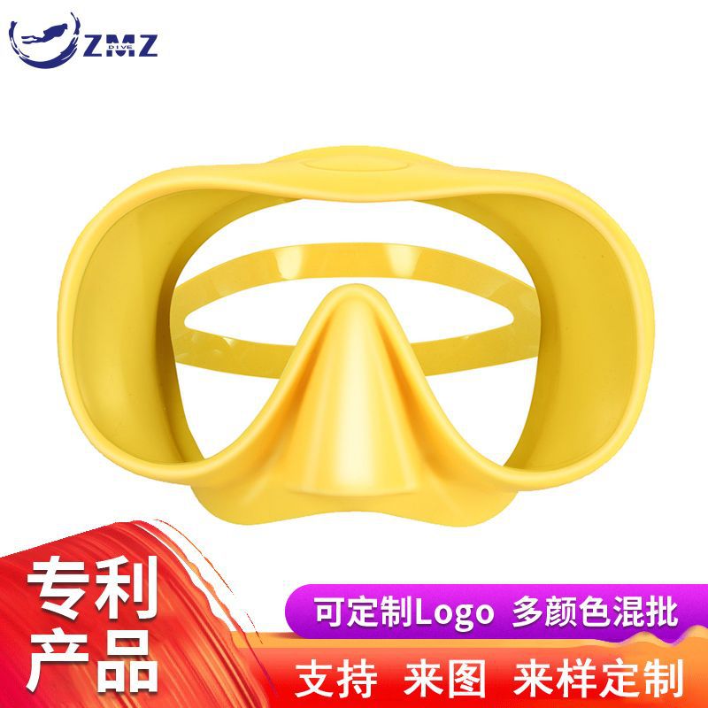 Индивидуальная маска для дайвинга с большой рамкой, противотуманная и противоцарапинная, однолинзовая, жидкий силикон для фридайвинга