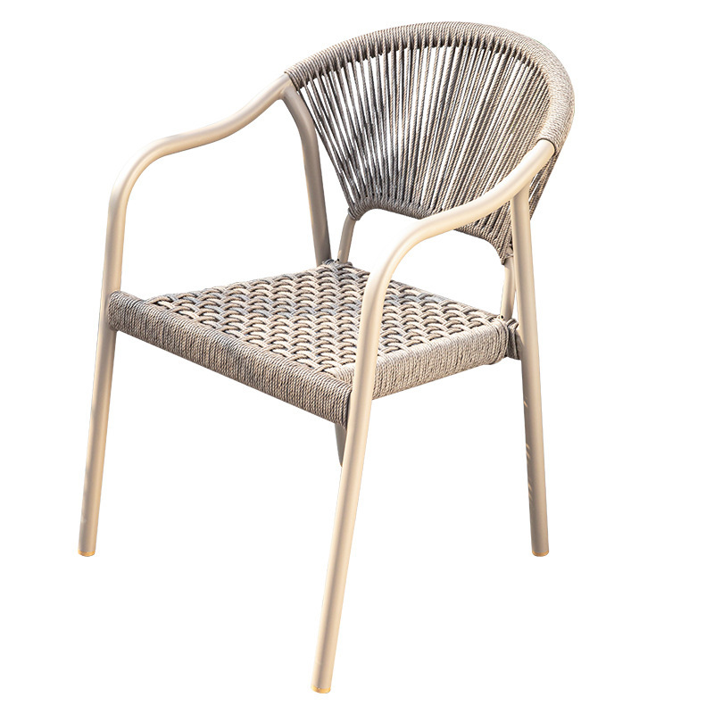 Nordic Style Outdoor Leisure Rattan Chair Courtyard Outdoor Single Rattan Chair Balcony Terrace Aluminum Alloy Dining Chair Backrest Chair