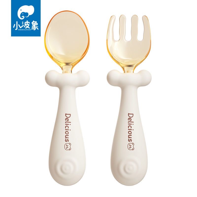 Baby spoon learning to eat training silicone spoon newborn baby self-feeding children's tableware suit complementary spoon
