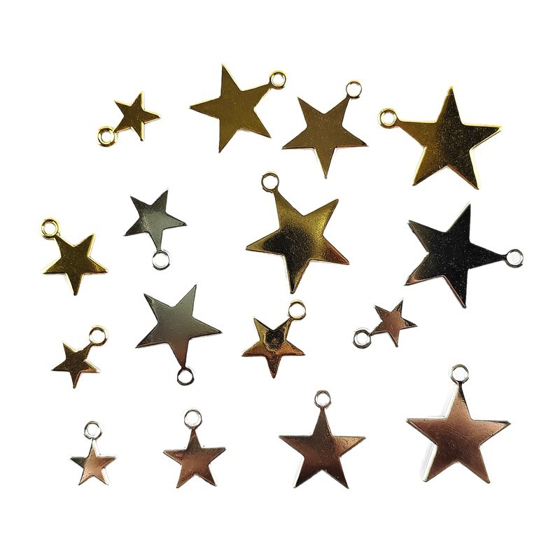 diy zinc alloy jewelry accessories all-match pendant flat five-pointed star necklace decorative pendant earrings star pendant